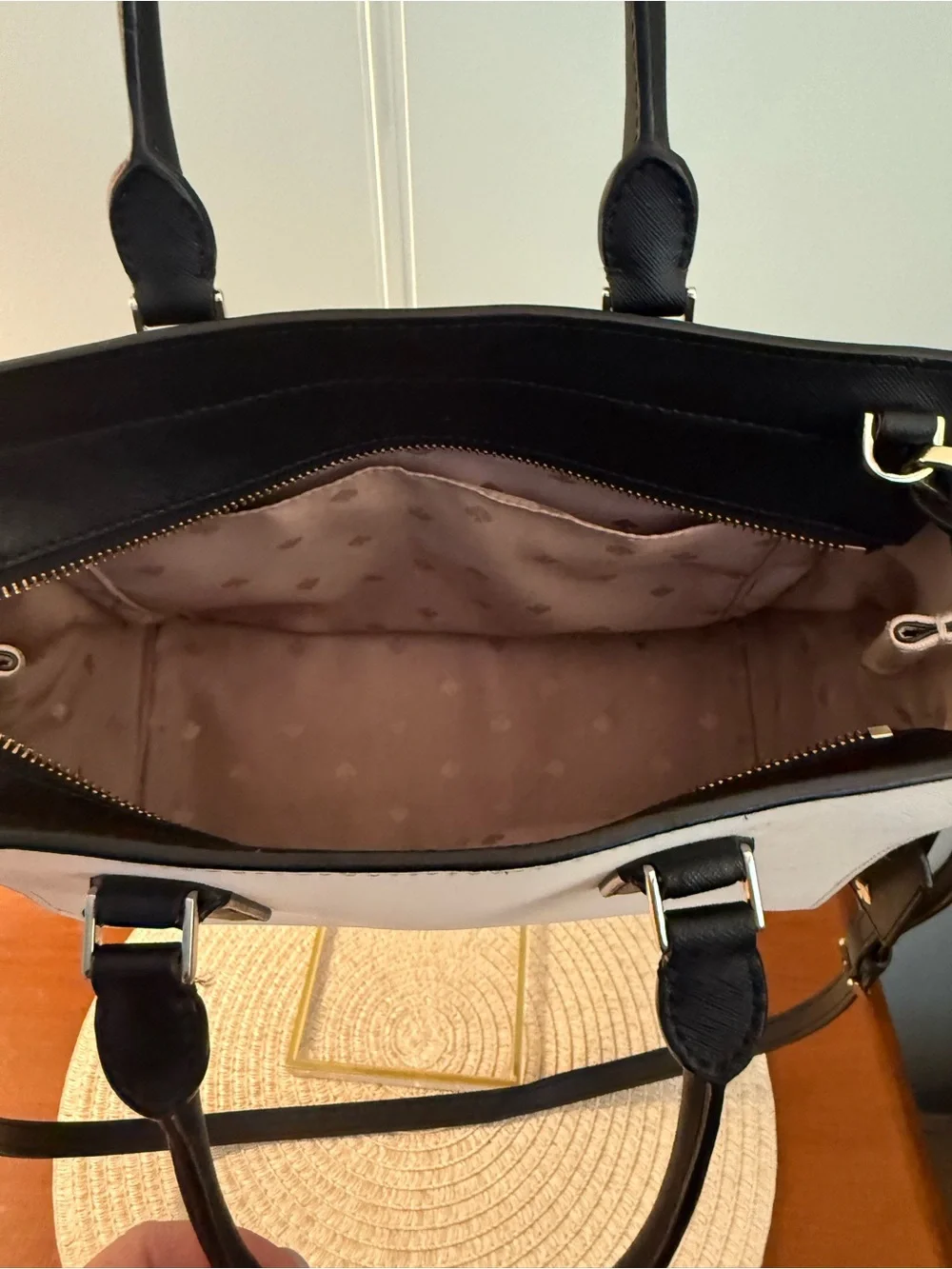 Kate Spade  White, Black and Blush Colorblock Satchel